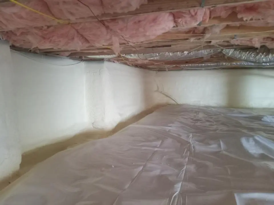 Crawl space encapsulation with closed-cell spray foam for Attic Insulation in East Haddam